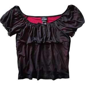 Social Collision Gothic Black Sheer Top Women Size XL whimsygoth Punk Grunge